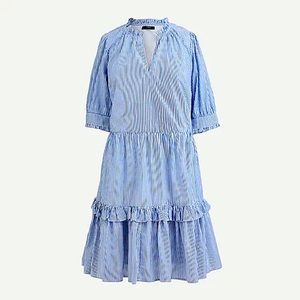 JCrew Ruffled Popover Striped Dress size L